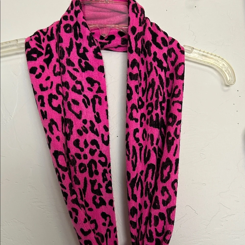 Leopard Print Scarf Set - Pink and Brown